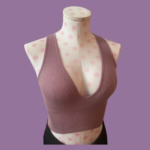 Dusty Pink V Neck Seamless Tank‎